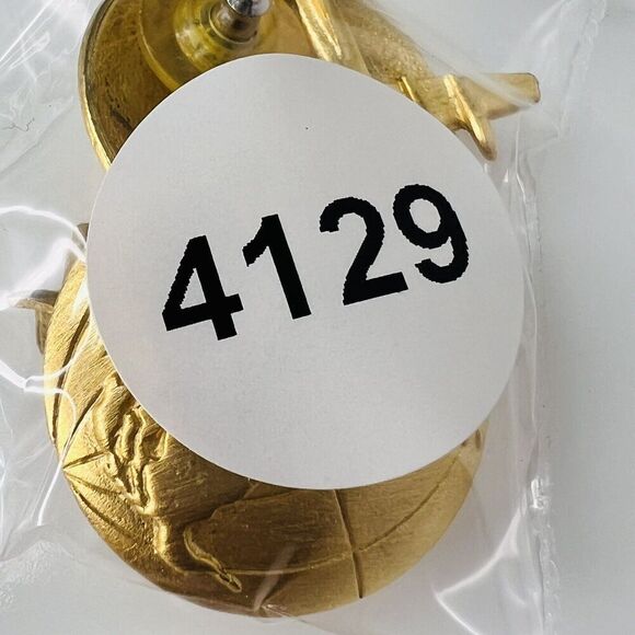 RARE JJ Jonette World Globe Airplane Earrings Dangle Brushed Satin Gold Ton 4129 - Picture 8 of 8